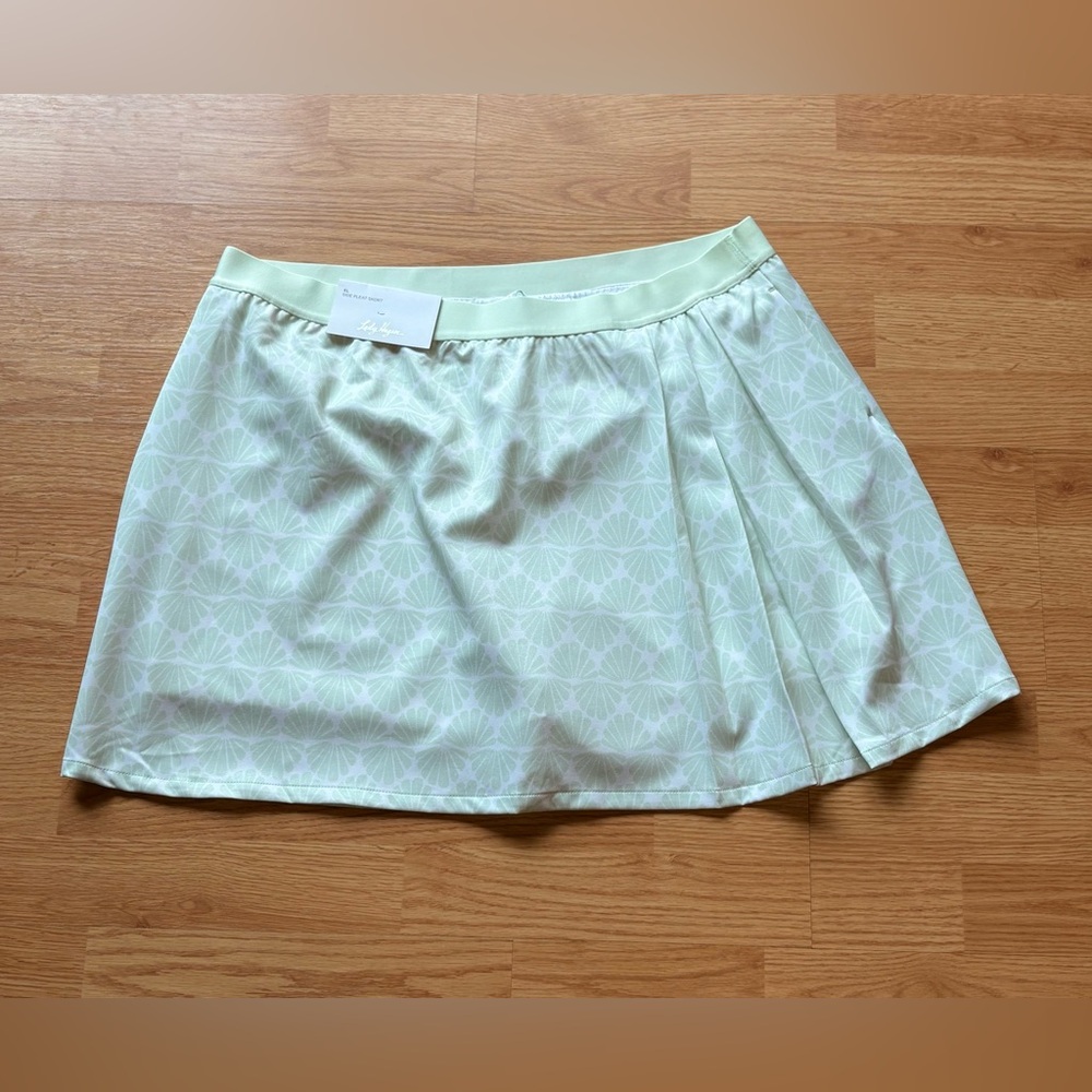 Lady Hagen White Mint Green Shell Pattern Side Pleat Golf Skort Size XL